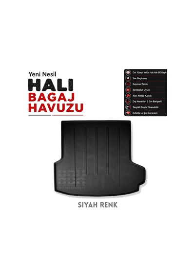 Bmw 3 Gran Turismo Halı Bagaj Havuzu F34 2013-2021 Arası Siyah Renk