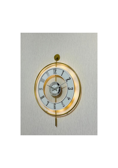 Pey Aksesuar Metal Camlı Duvar Saati 50 X 70 Cm Orta Boy Işıklı Gerçek Cam M51-gold-şeffaf-beyaz-gümüş Sarı