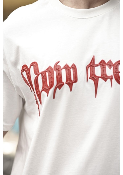 Madmext Ekru Baskılı %100 Pamuk Erkek T-shirt E7141 Ekru