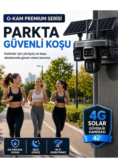 O-kam Ok335 Premium Serisi 12mp 4 Kameralı 4g Çift Solar Panel Gece Görüş 180gb 12ayx15gb İnternet +128gb Hafıza Akıllı Kamera