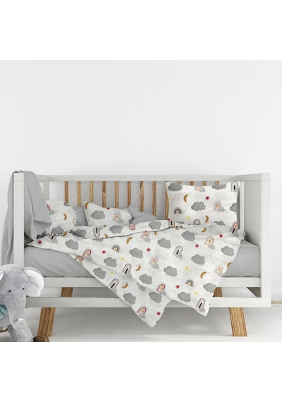 Flanel Pazen Kumaşından %100 Pamuklu Bebek Nevresim Takımı 100x150 Gri