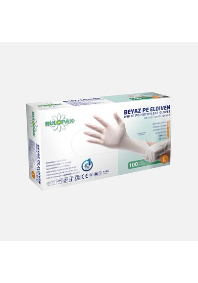 Rulopak Pe 100'lü Temizlik Eldiveni Large Beyaz
