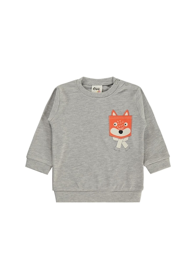 Civil Baby Tilki Baskılı 6-18 Ay Sweatshirt - Gri Grimelanj