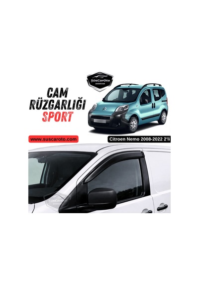 Citroen Nemo 2008-2022 Uyumlu Mugen Cam Rüzgarlığı Seti Piano Black 2'li İthal Parlak Siyah 00 Şüscaroto Aksesuar