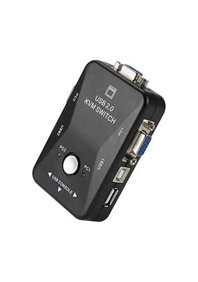2 Port USB KVM Switch 2 PC Kasa Tek Kontrol Çoklu VGA