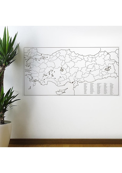 Lunaev Yazılabilir Türkiye Haritası Manyetik Duvar Stickerı 110 X 56 Cm 1