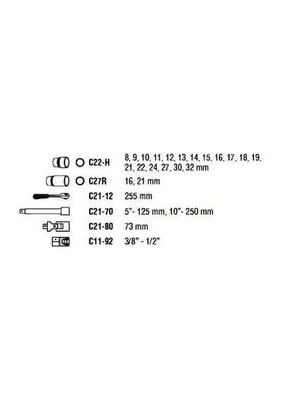 Ceta Form C20-25PH2 1/2'' 6 Köşe Çantalı Lokma Takımı 25 Parça