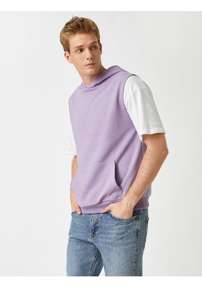 Koton Kapşonlu Kolsuz Sweatshirt Lila 2kam71335mk Lila