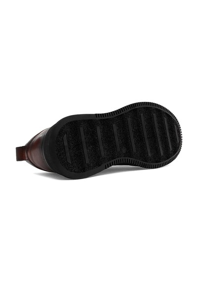 Erkek Kahverengi Bağcıklı Baskılı Deri Sneaker