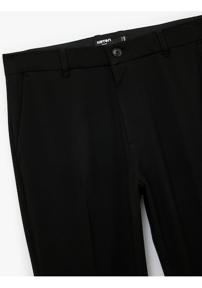 Koton Slim Fit Cep Detaylı Viskon Karışımlı Kumaş Pantolon Siyah 6wam40098hw Siyah