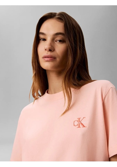 Calvin Klein Ss Boxy Left Chest M, 4tj Pembe Kadın T-shirt