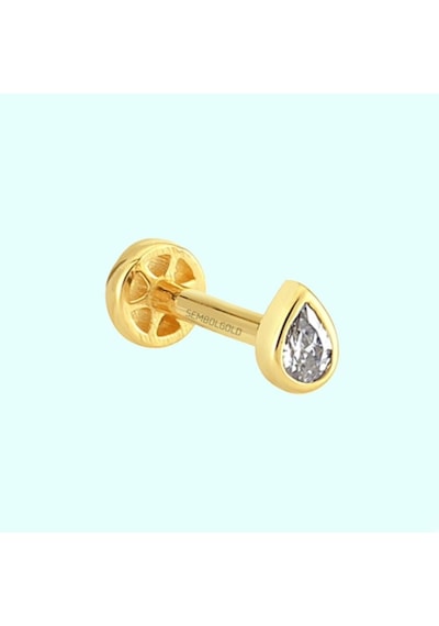 Altın Damla Tragus Piercing 14 Ayar Altın