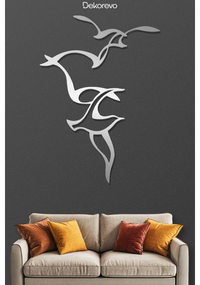 Martıların Dansı Metal Duvar Tablosu - Metal Duvar Sanatı - Krom - 21 X 30 Cm