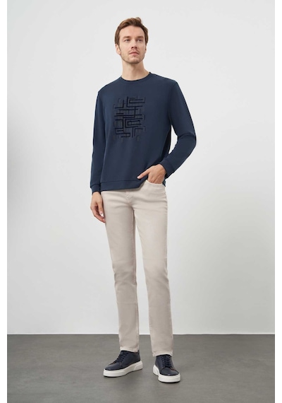 Morven Erkek Lacivert Trend Bisiklet Yaka Sweat-shirt 25ks063002200 Lacivert Lacivert