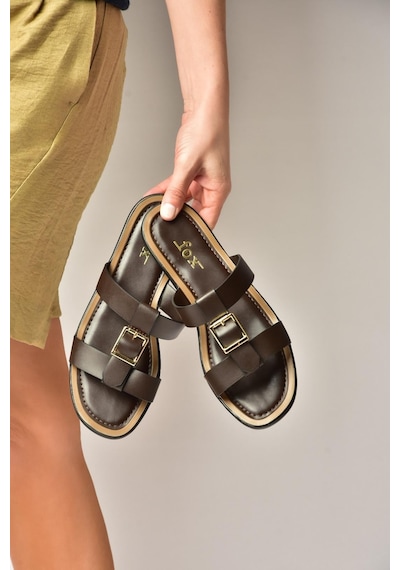 Fox Shoes Y973447209 Kahverengi Toka Detaylı Kadın Terlik