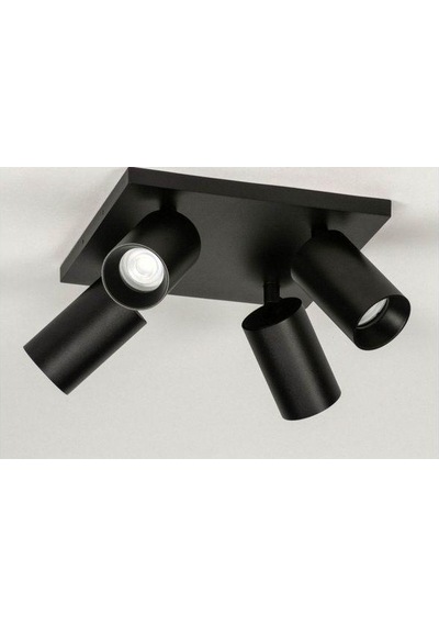Rsylight Metal Hareketli Modern Siyah Kare 4Lü Led Spot Avize Beyaz Ampullü