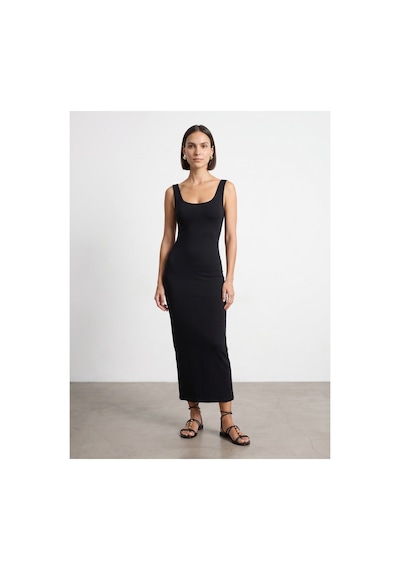 Dilvin 91733 Bra-free Midi Elbise-siyah-16505