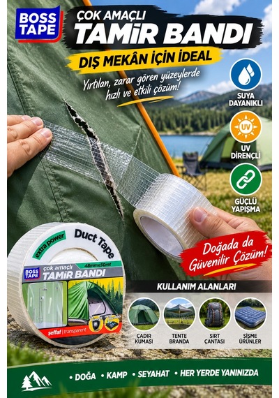 Cbandı 48 Mm X 50 Metre Suya Dayanıklı, Uv Dirençli, Güçlü Yapışkanlı Duct Tape