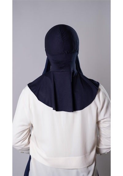 Hürrem Bone Lacivert Pratik Hazır Geçmeli Şal Şifon Kumaş Hijab Bone 3009 02