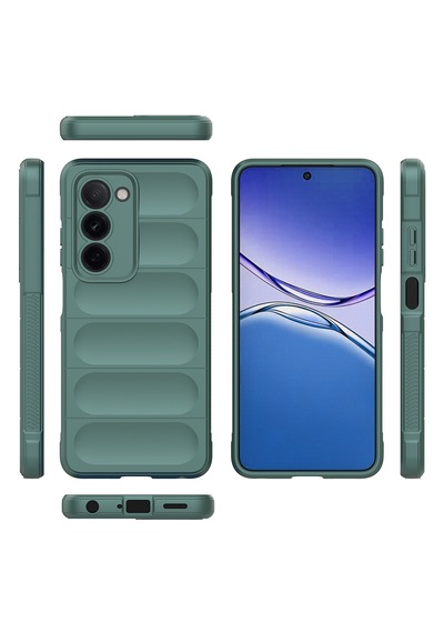 Oppo A5 Kılıf Darbe Emici Kamera Korumalı Esnek Tpu Oyuklu Arka Yüzey Tasarımlı Pürüzsüz Silikon Kapak Koyu Yeşil