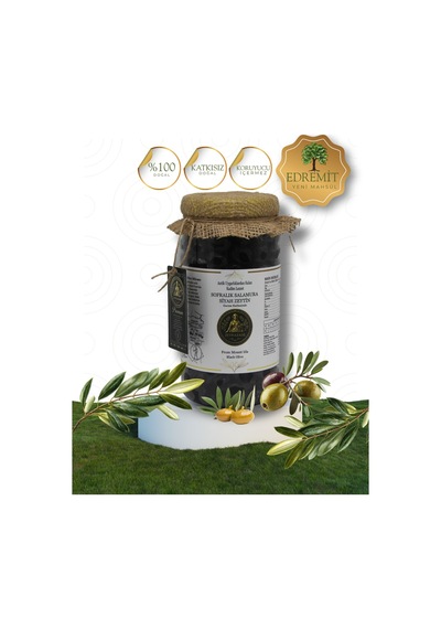 Zeyrazade Doğal Sofralık Salamura Siyah Zeytin Edremit Bölgesi  950 G