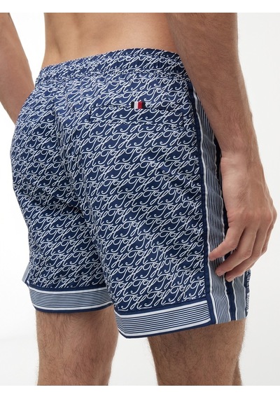 Tommy Hilfiger Medıum Drawstrıng Prınt Erkek Mavi Deniz Şortu - Um0um03822