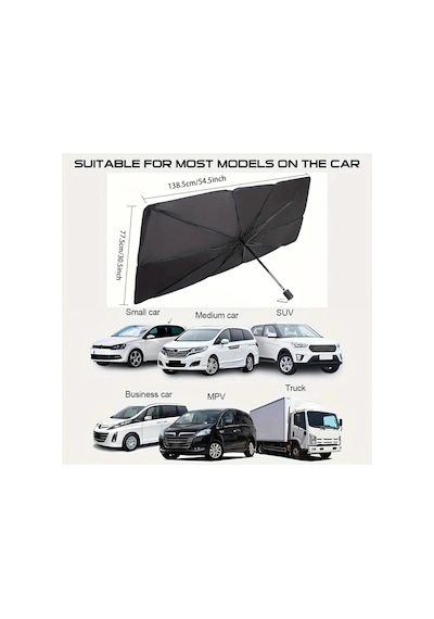 Katlanabilir Oto Güneşlik Şemsiye 75x140 Cm Uv Korumalı Ön Cam Gölgelik Aksesuarı