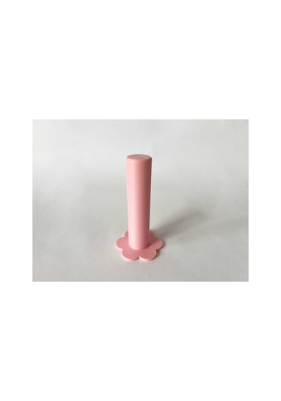 Estetik Çiçek Detaylı Lastik Toka Standı Masaüstü Takı Organizeri - Pembe Pembe