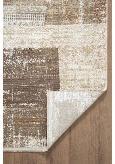 Matris Mı006r Krem Kahve Halı Modern Pamuk Taban Akrilik Tozuaz Salon Yatak Odası Koridor Halısı-1334