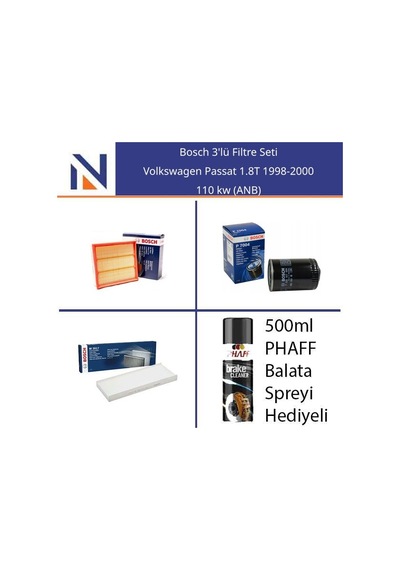 Volkswagen Passat 1.8t 1998-2000 Bosch 3'lü Filtre Seti
