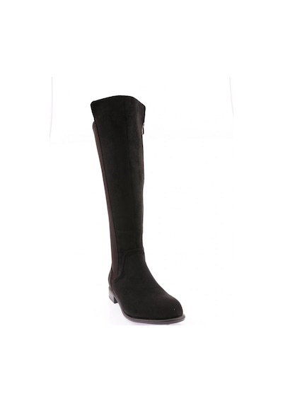 Dgn 501 Kadın Arkası Stretch Yanı Fermuarlı Knee High Flats Çizme 501-1557-R1680 Siyah