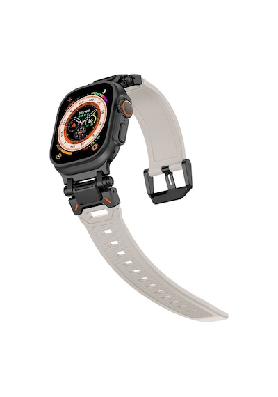 Apple Uyumlu  Watch  Ultra 1/2 49mm Titanyum Metal Bağlantı Kitli Silikon Kordon 101