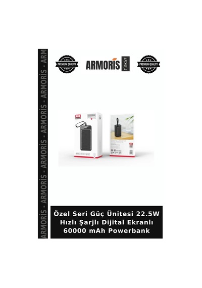Özel Seri Güç Ünitesi 22.5w Hızlı Şarjlı Dijital Ekranlı 60000 Mah Powerbank Çok Renkli
