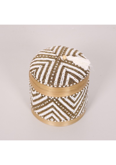 Bali Boncuklu Bambu Saklama Kutusu M 15x17 Cm Mix