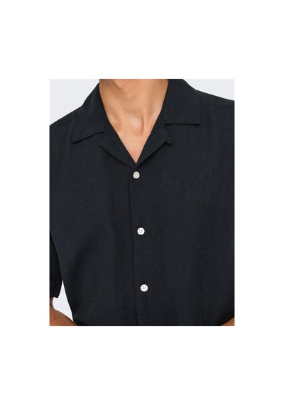 Only & Sons Onscaıden Lıfe Ss Solıd Resort Lınennoos Erkek Black Gömlek - 22025116 Black 1
