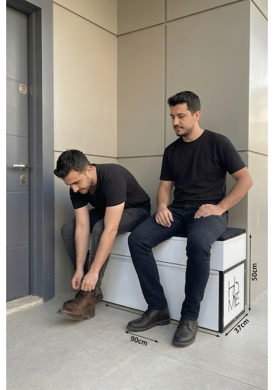 Puflu Sandıklı Metal Ayakkabılık 8 Çift Kapasiteli Minderli Bench Oturak Tasarım Tescilli Ürün Beyaz Puflu Sandıklı Metal Ayakkabılık 8 Çift Kapasiteli Minderli Bench Oturak Tasarım Tescilli Ürün Beyaz