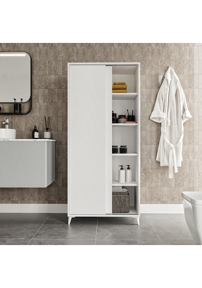 Sürgülü Çok Amaçlı Banyo Dolabı - Tamamı 1. Kalite Mdf Beyaz