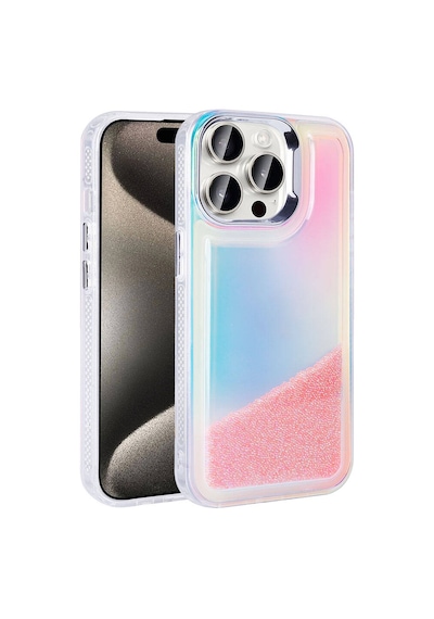 Ardemix Apple Uyumlu iPhone 15 Pro Kılıf Airbagli Renkli Arka Yüzey Boncuk Tasarımlı Kumul Kapak Pembe
