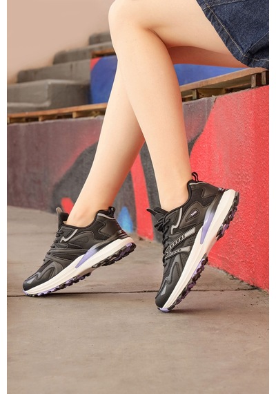 Jump 29940 Siyah - Mor Kadın Sneaker Günlük Spor Ayakkabı