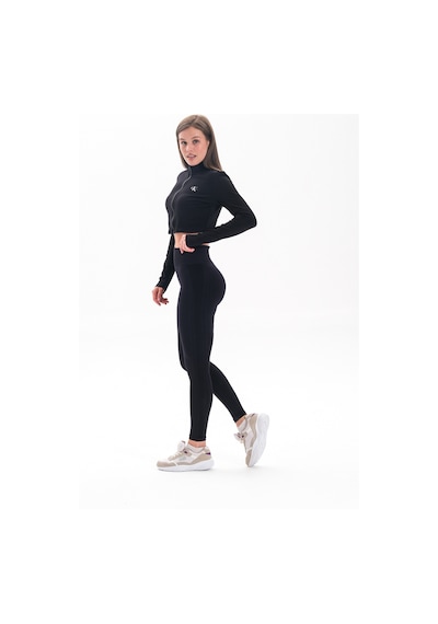 Mistirik Alnus Örme Model Spor Taytı Sıkılaştırıcı Etkili Yüsek Bel Düz Tayt Siyah Renk