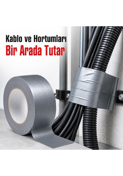 Gri Tamir Ve İzolasyon Bandı 48mm 10mt Suya Dayanıklı Duct Tape Sırdırmazlık Bandı 1 Adet
