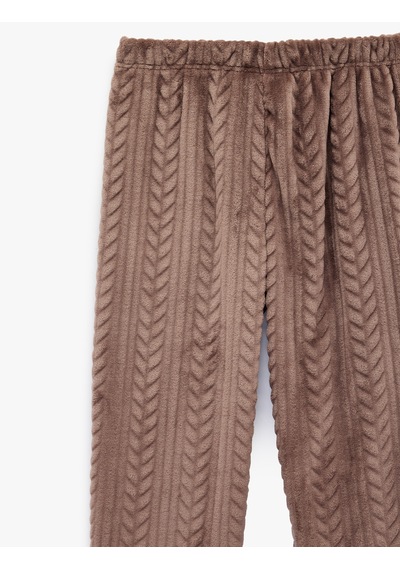Koton Beli Lastikli Rahat Kesim Dokulu Pijama Altı Vizon 6wlk40073mk Vizon