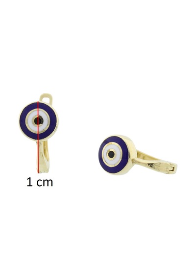 Nazar Boncuğu Klipsli Altın Çocuk Küpe Sarı Altın