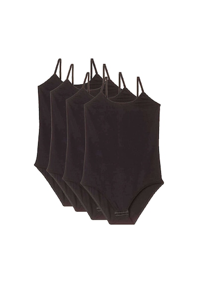 Royaleks 4 Adet İp Askılı Kadın Çıtçıtlı Body Siyah Çok Renkli
