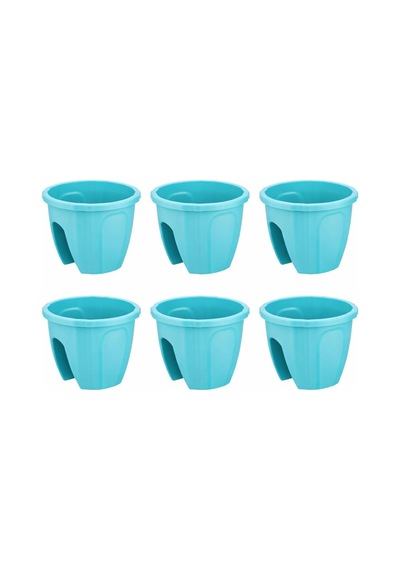 Sy-5712 Opal Yuvarlak Balkon Küpeşte Saksı 7.5 Litre Turkuaz 6 Adet