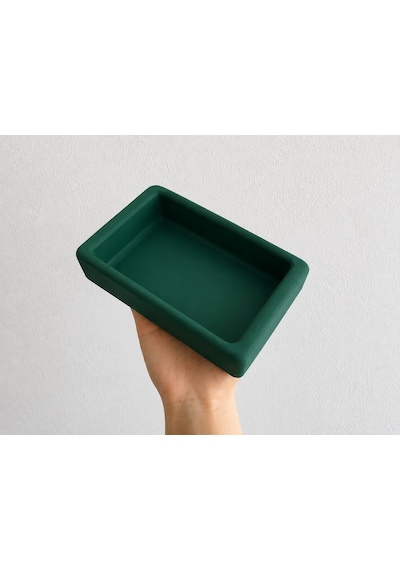 Dikdörtgen Model Beton Kedi Köpek Mama Ve Su Kabı 18 X 10,5 X 4,5 Cm - Yeşil
