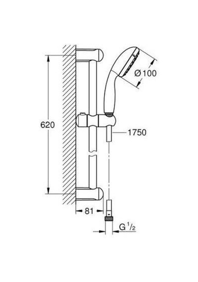Grohe New Tempesta 100 Sürgülü Duş Seti 1 Fonksiyonlu 27853001