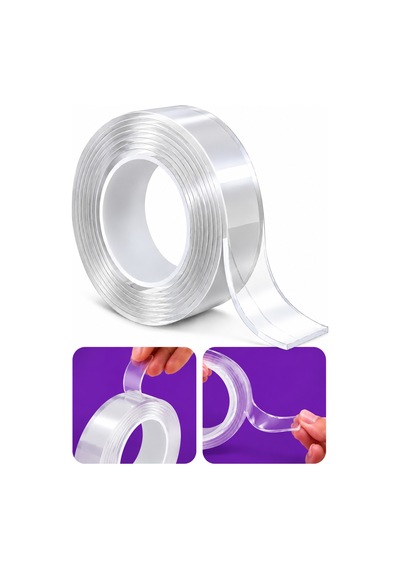 18mm X 1 Metre Çift Taraflı Nano Bant Silikon Jel Yapıştırıcı Güçlü Şeffaf Bant