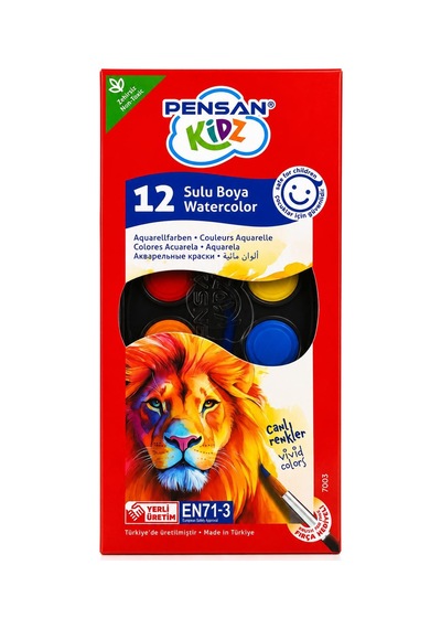 Pensan Kidz 4 Lü Boyama Seti 12 Renk Keçeli Kalem Pastel Sulu Boya Kuru Boya Okul Seti Çok Renkli