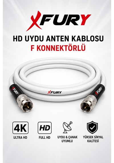 Fury Hd Uydu Anten Kablosu 2 Metre F Konnektörlü Full Hd 4k Tv Kablosu